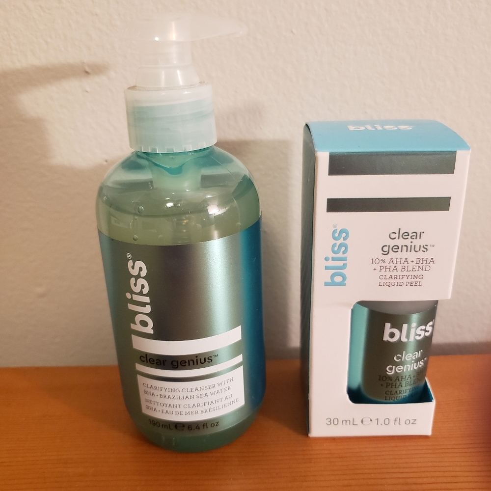 Bliss Clear Genius Cleanser and Clarifying Peel AHA BHA PHA Gift Set
